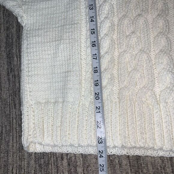 Unbranded Womens Small Hand Knitted Cable Design Sweater White Short‎ Sleeve - Picture 3 of 4